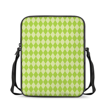 Green Harlequin Pattern Print Rectangular Crossbody Bag