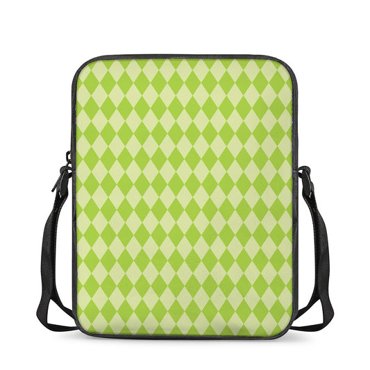 Green Harlequin Pattern Print Rectangular Crossbody Bag