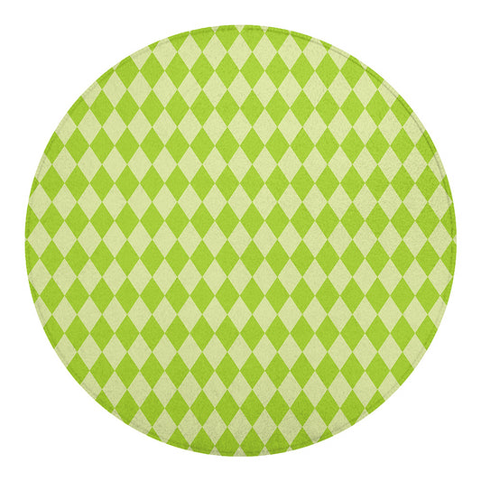 Green Harlequin Pattern Print Round Blanket