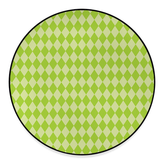 Green Harlequin Pattern Print Round Floor Mat