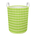 Green Harlequin Pattern Print Round Laundry Basket
