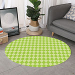 Green Harlequin Pattern Print Round Rug