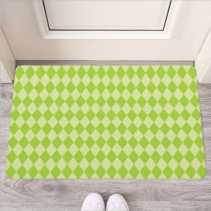 Green Harlequin Pattern Print Rubber Doormat