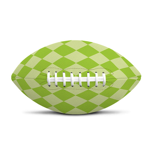 Green Harlequin Pattern Print Rugby Ball