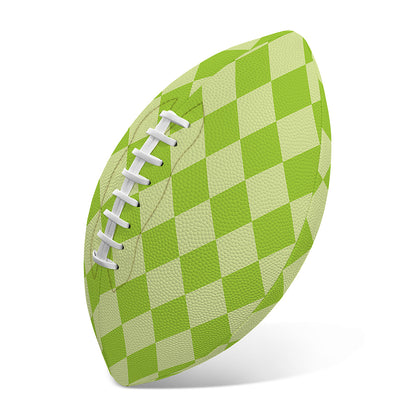Green Harlequin Pattern Print Rugby Ball