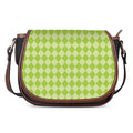 Green Harlequin Pattern Print Saddle Bag