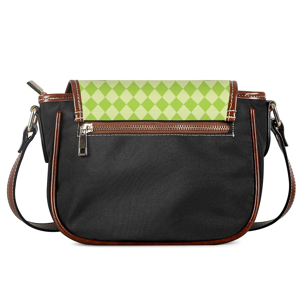 Green Harlequin Pattern Print Saddle Bag