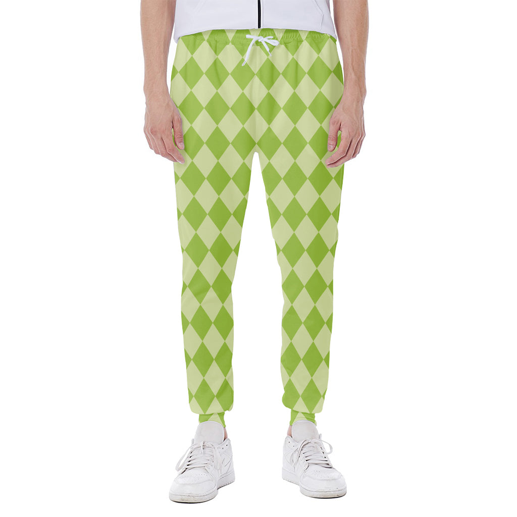 Green Harlequin Pattern Print Scuba Joggers