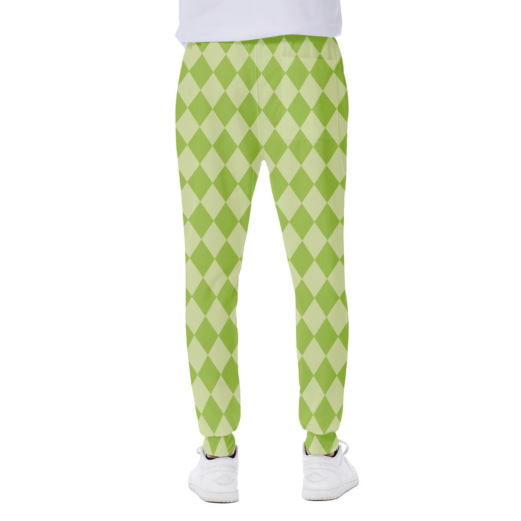 Green Harlequin Pattern Print Scuba Joggers