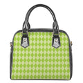 Green Harlequin Pattern Print Shoulder Handbag