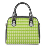 Green Harlequin Pattern Print Shoulder Handbag