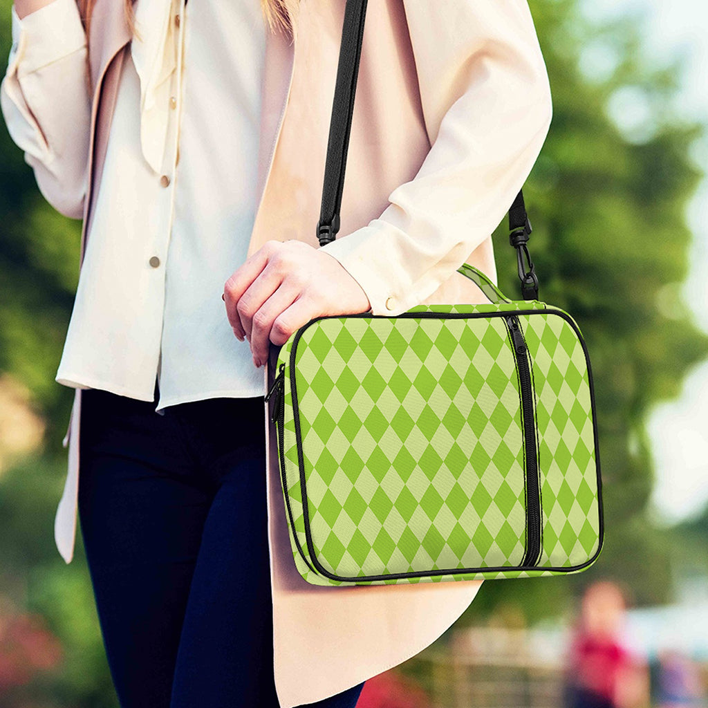Green Harlequin Pattern Print Shoulder Strap Bible Bag