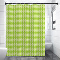 Green Harlequin Pattern Print Shower Curtain