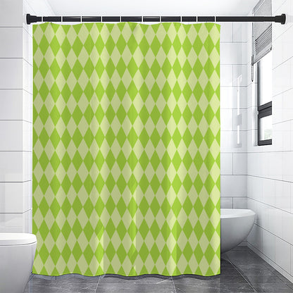 Green Harlequin Pattern Print Shower Curtain