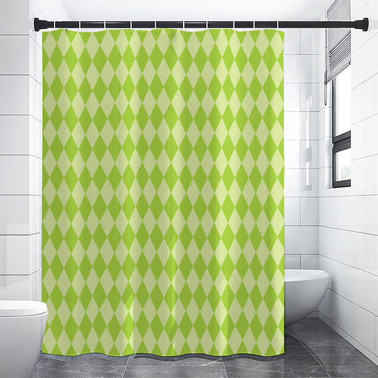 Green Harlequin Pattern Print Shower Curtain