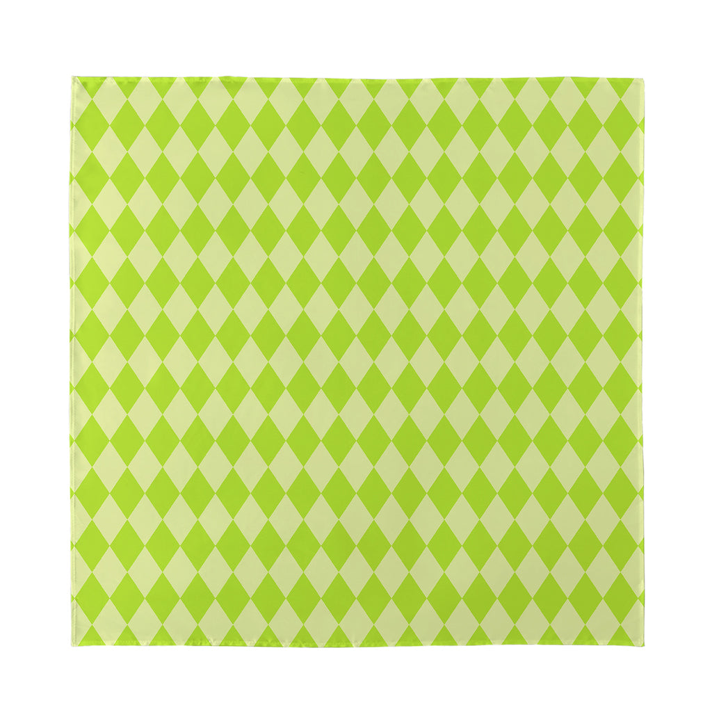 Green Harlequin Pattern Print Silk Bandana
