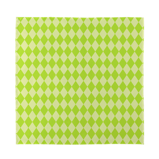 Green Harlequin Pattern Print Silk Bandana