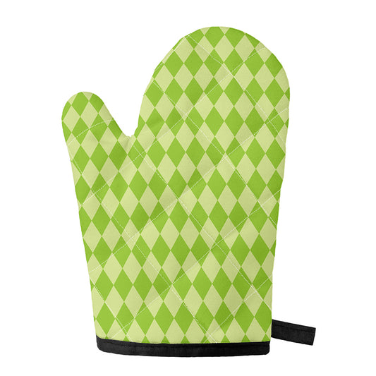 Green Harlequin Pattern Print Single Oven Mitt