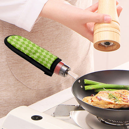 Green Harlequin Pattern Print Skillet Handle Cover