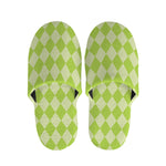 Green Harlequin Pattern Print Slippers