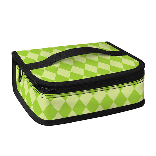 Green Harlequin Pattern Print Small Lunch Bag
