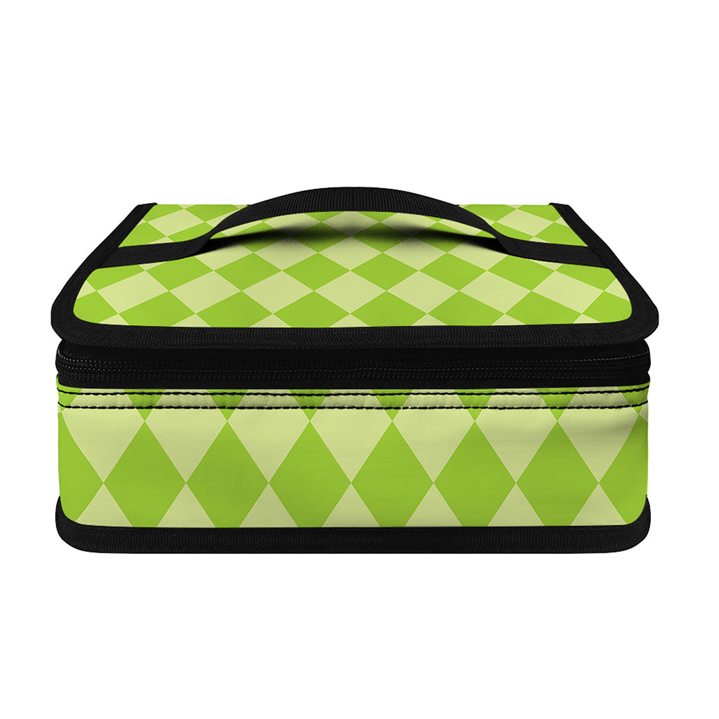 Green Harlequin Pattern Print Small Lunch Bag