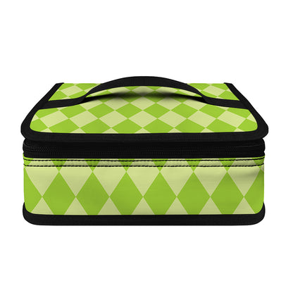 Green Harlequin Pattern Print Small Lunch Bag