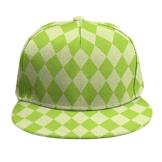 Green Harlequin Pattern Print Snapback Cap