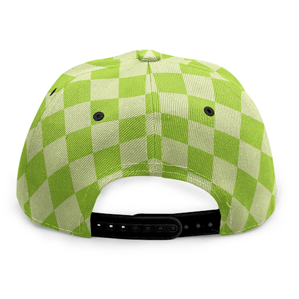 Green Harlequin Pattern Print Snapback Cap