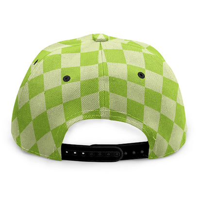 Green Harlequin Pattern Print Snapback Cap