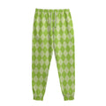 Green Harlequin Pattern Print Sweatpants