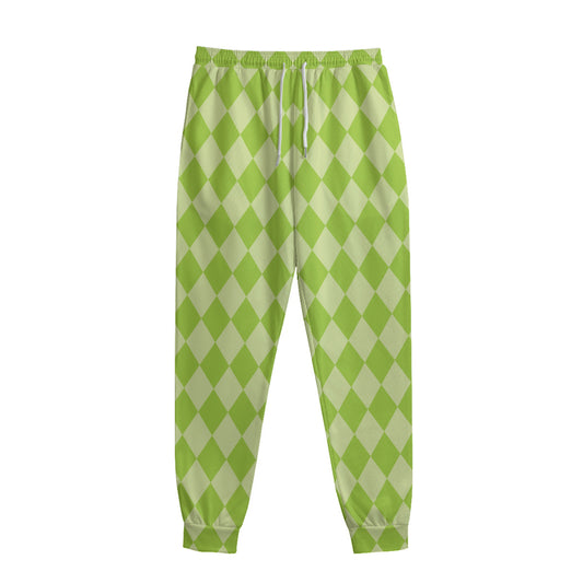 Green Harlequin Pattern Print Sweatpants