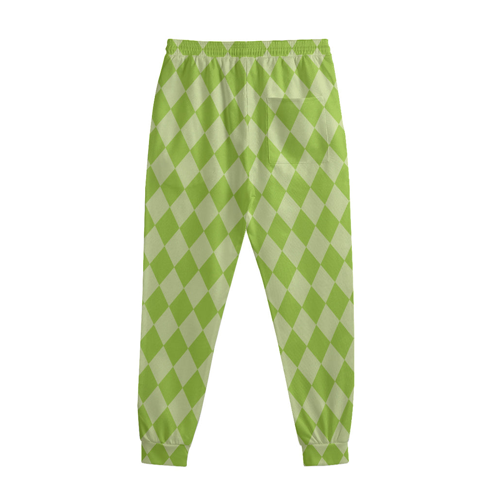 Green Harlequin Pattern Print Sweatpants