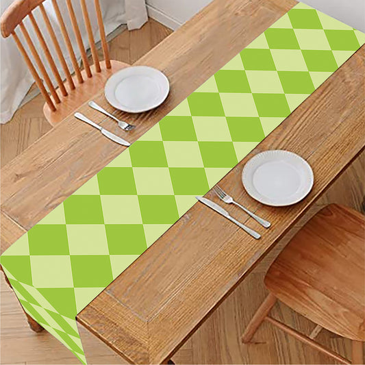 Green Harlequin Pattern Print Table Runner