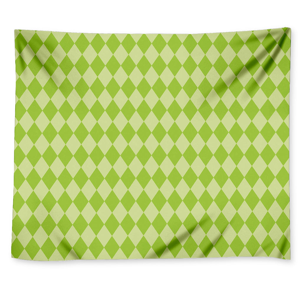 Green Harlequin Pattern Print Tapestry