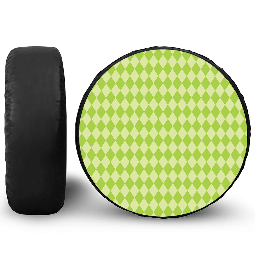 Green Harlequin Pattern Print Tire Cover