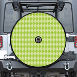 Green Harlequin Pattern Print Tire Cover With Camera Hole