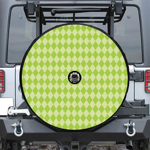 Green Harlequin Pattern Print Tire Cover With Camera Hole