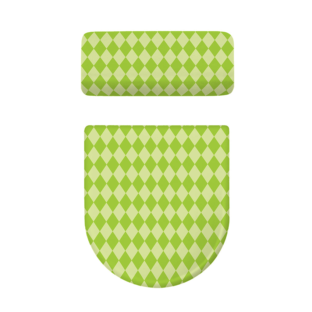 Green Harlequin Pattern Print Toilet Lid And Tank Cover Set