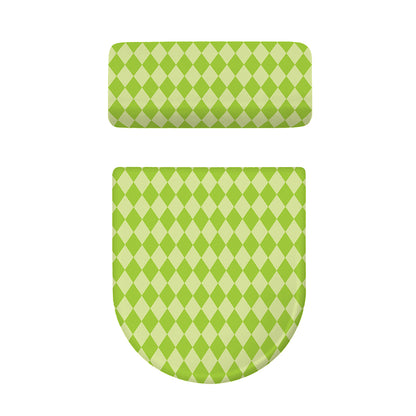 Green Harlequin Pattern Print Toilet Lid And Tank Cover Set