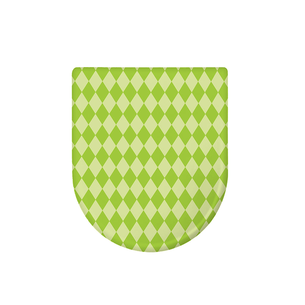 Green Harlequin Pattern Print Toilet Lid Cover