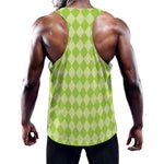 Green Harlequin Pattern Print Training Tank Top