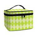 Green Harlequin Pattern Print Travel Makeup Bag