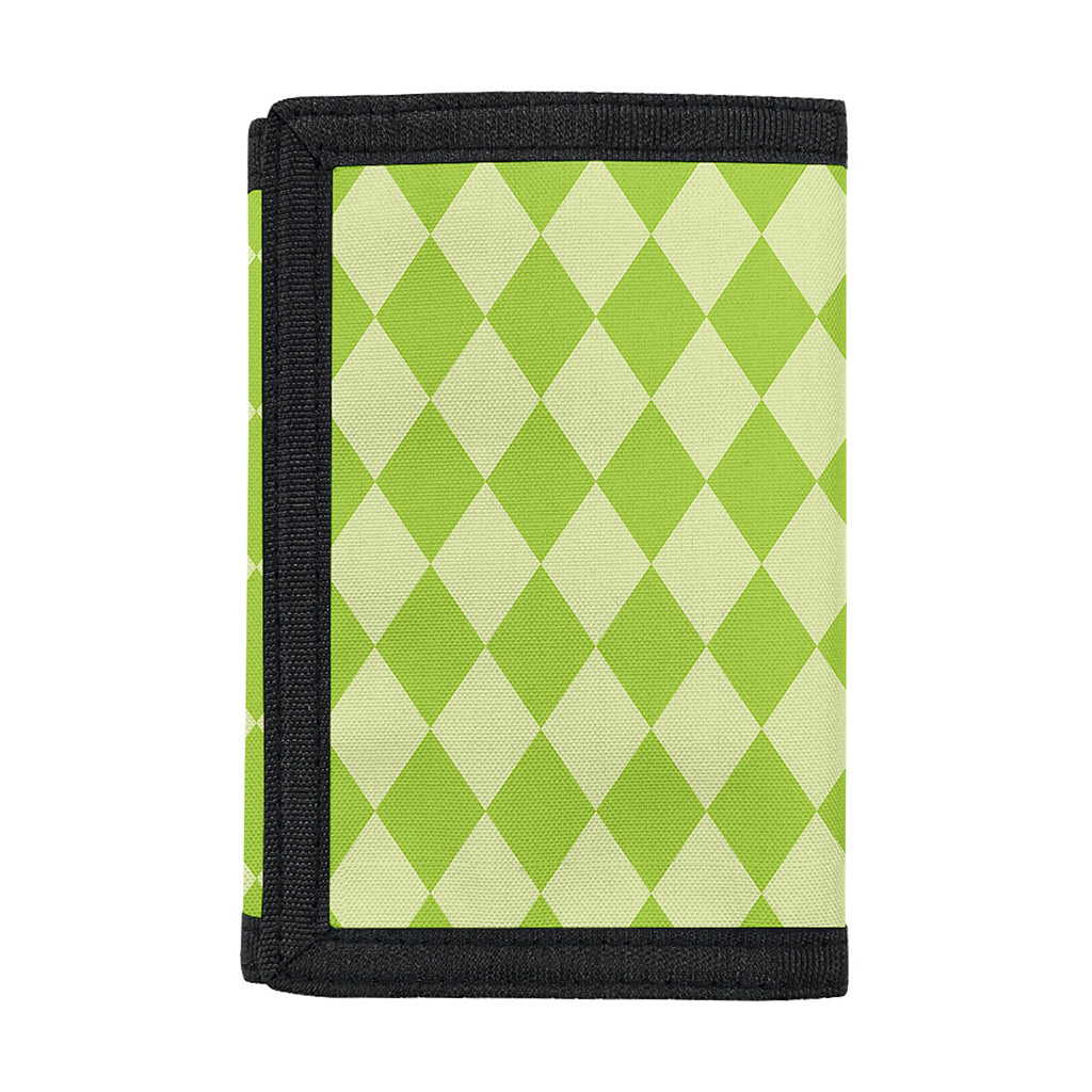 Green Harlequin Pattern Print Trifold Wallet