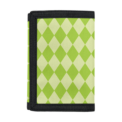 Green Harlequin Pattern Print Trifold Wallet