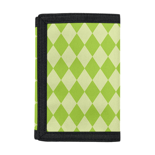Green Harlequin Pattern Print Trifold Wallet
