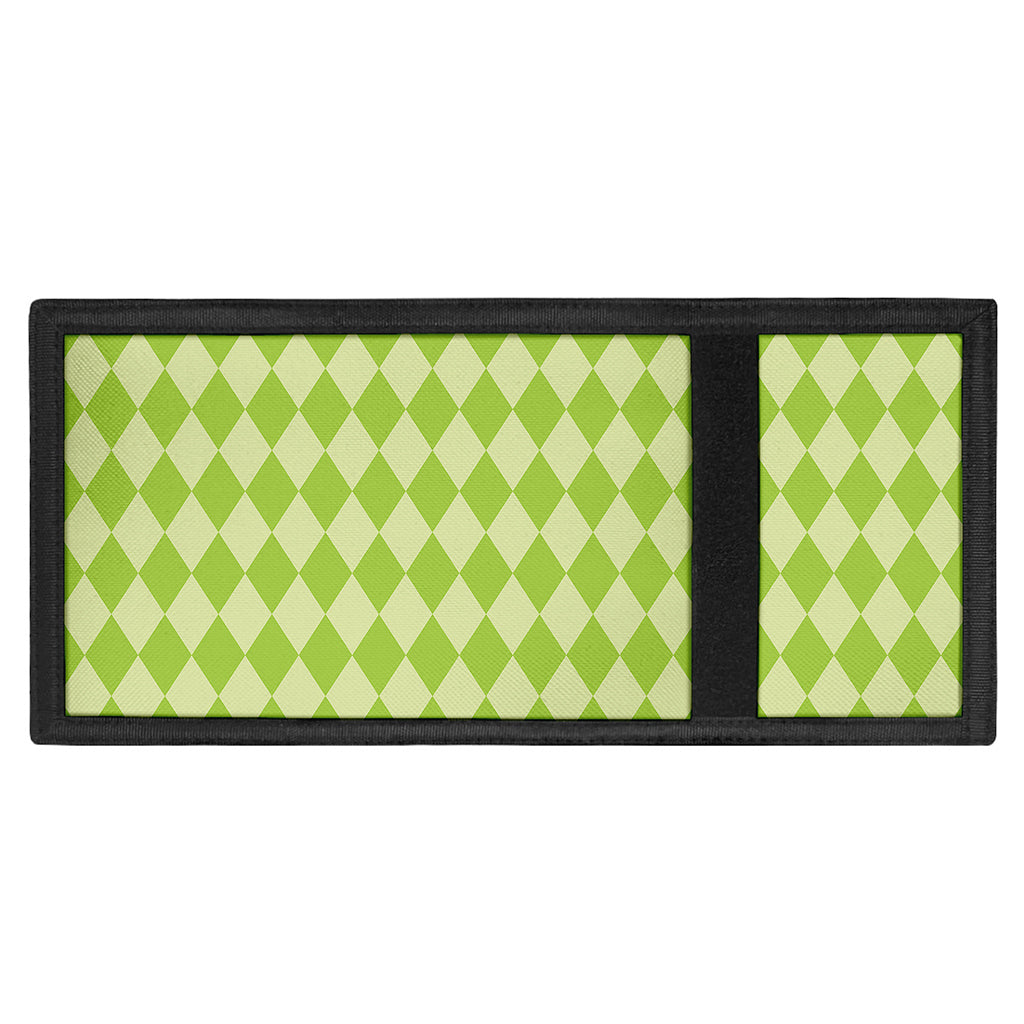 Green Harlequin Pattern Print Trifold Wallet