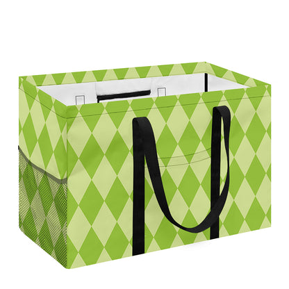 Green Harlequin Pattern Print Utility Tote Bag