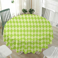 Green Harlequin Pattern Print Waterproof Round Tablecloth