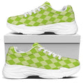 Green Harlequin Pattern Print White Chunky Shoes